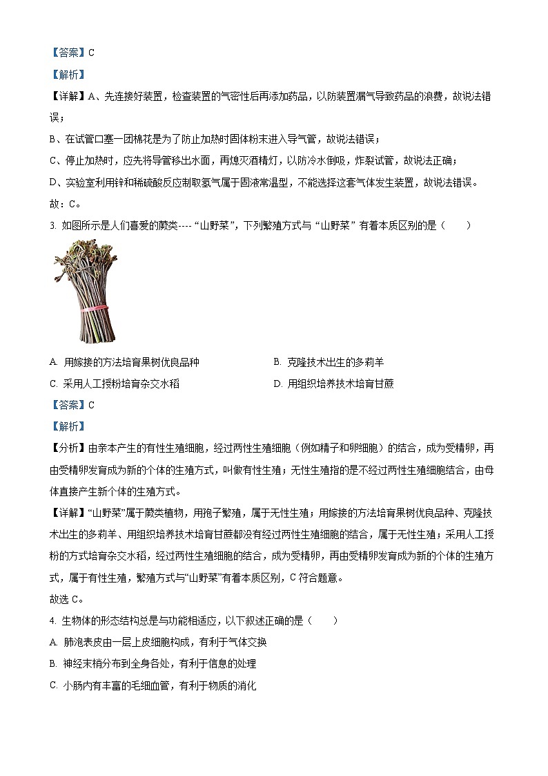 浙江省杭州市杭州中学2023-2024学年九年级下学期期中科学试题（原卷版+解析版）02