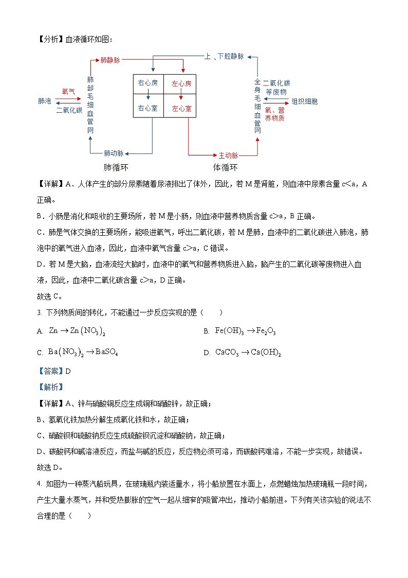 浙江省义乌市稠州中学2023-2024学年九年级下学期开学考试科学试题03