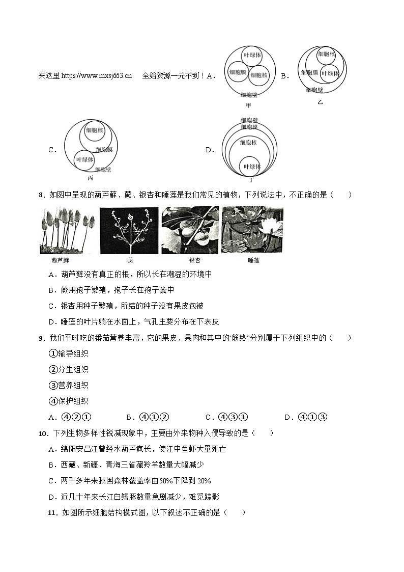 浙江省温州市鹿城区2023-2024学年七年级上学期科学第二次月考提优卷02