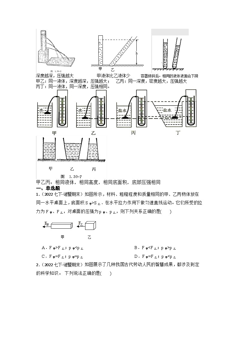 期末复习10  压强 学案 浙教版七年级科学下册02