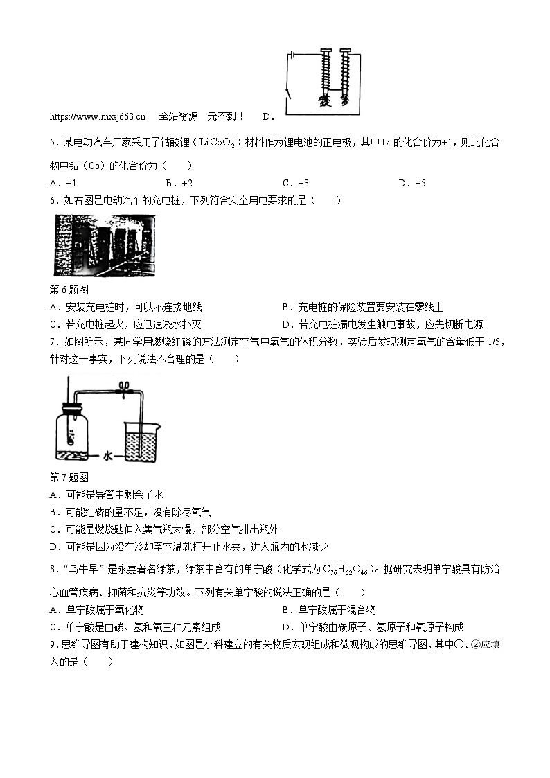 31，浙江省温州市瑞安市安阳实验中学2023-2024学年八年级下学期第二次月考科学试题(无答案)02