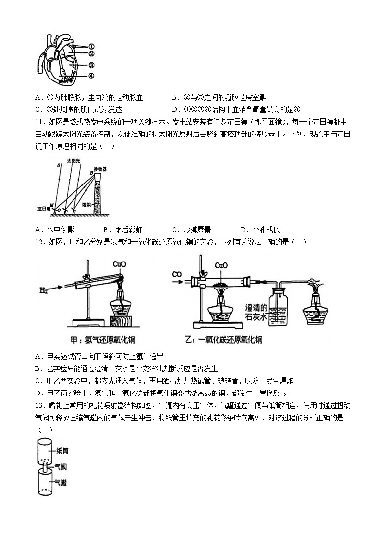 2024年浙江省杭州市弘益中学九年级二模科学试题(无答案)第3页