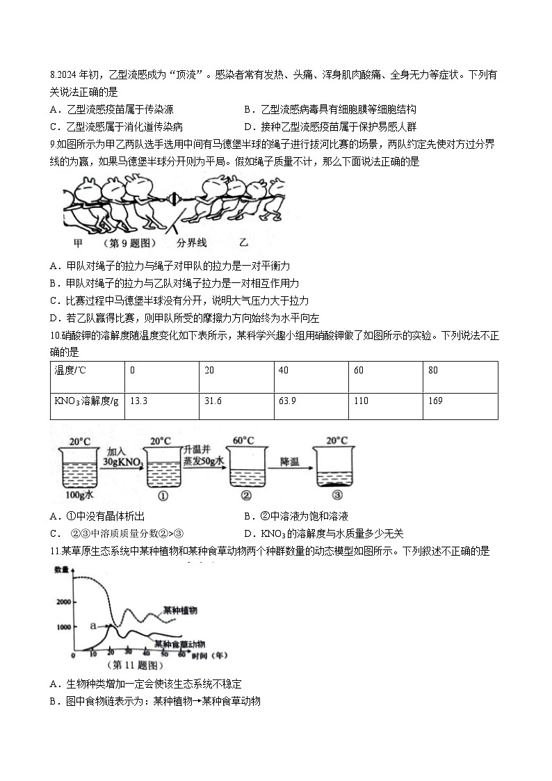 15，2024年浙江省杭州市临平中考二模科学试卷第3页