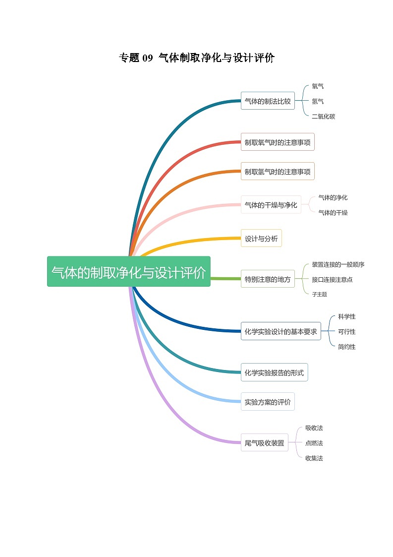 专题2.9 气体制取净化与设计评价-【口袋书】2024年中考科学知识手册01