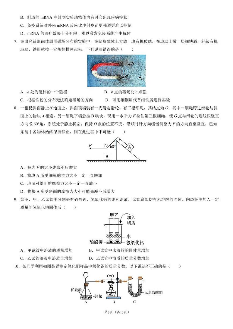 2024年中考押题预测卷（浙江卷）-科学03