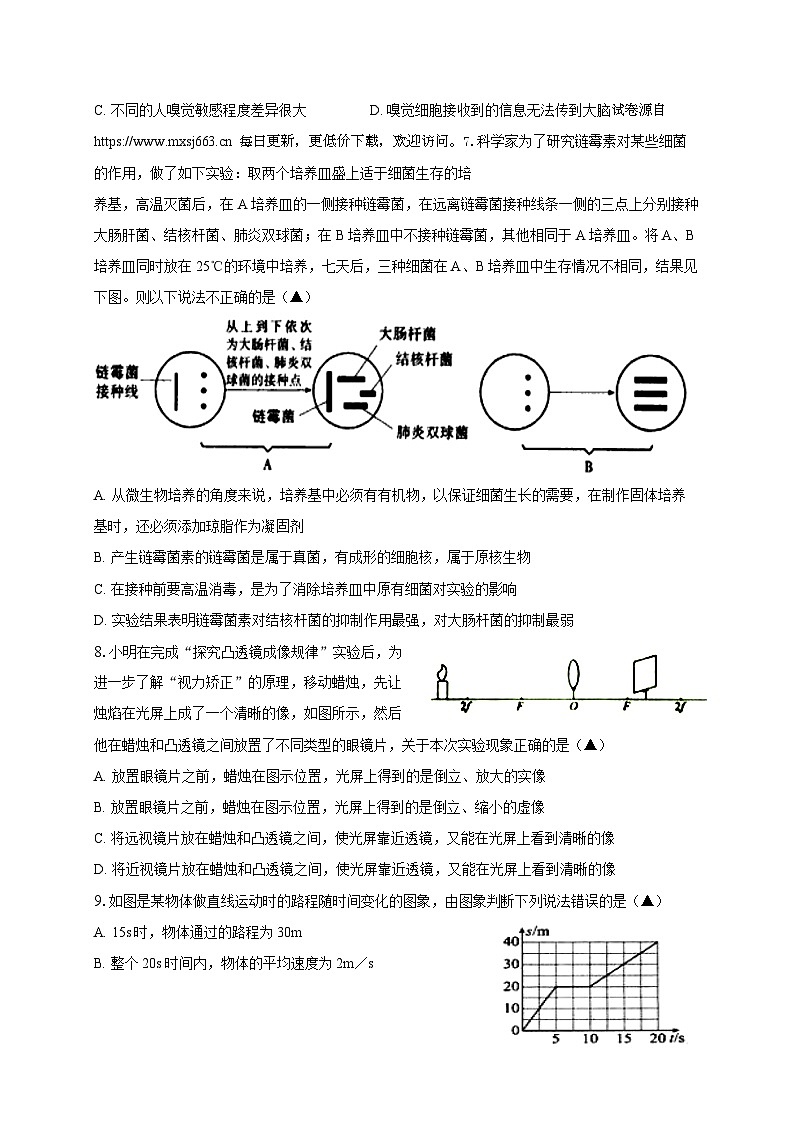 浙江省绍兴市柯桥区联盟学校2023-2024学年八年级下学期6月月考科学试题02