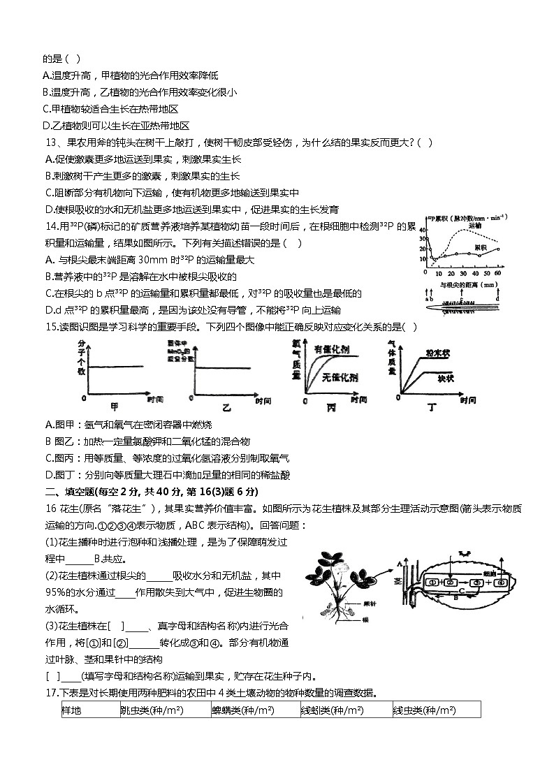 浙江省绍兴市越城区绍兴市建功中学2023-2024学年八年级下学期6月月考科学试题03