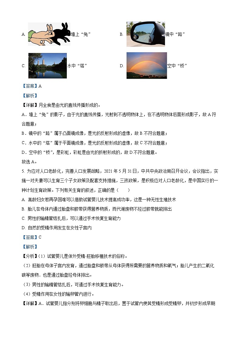 浙江省台州市临海市东塍镇中学2023-2024学年七年级下学期期中科学试题03
