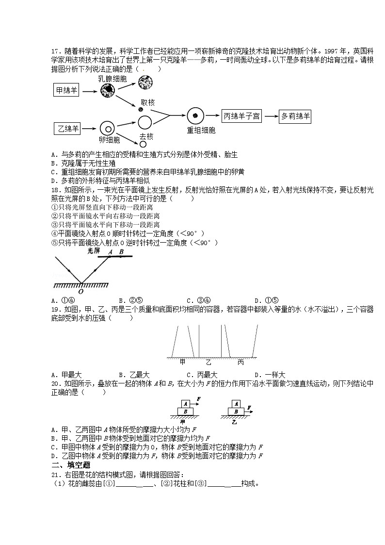 2023-2024学年浙教版科学七年级下册期末检测练习卷03
