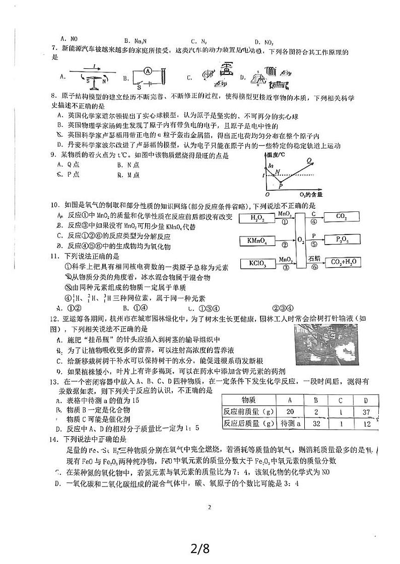 浙江省杭州市西兴中学2023-2024学年八年级下学期期末科学试卷02