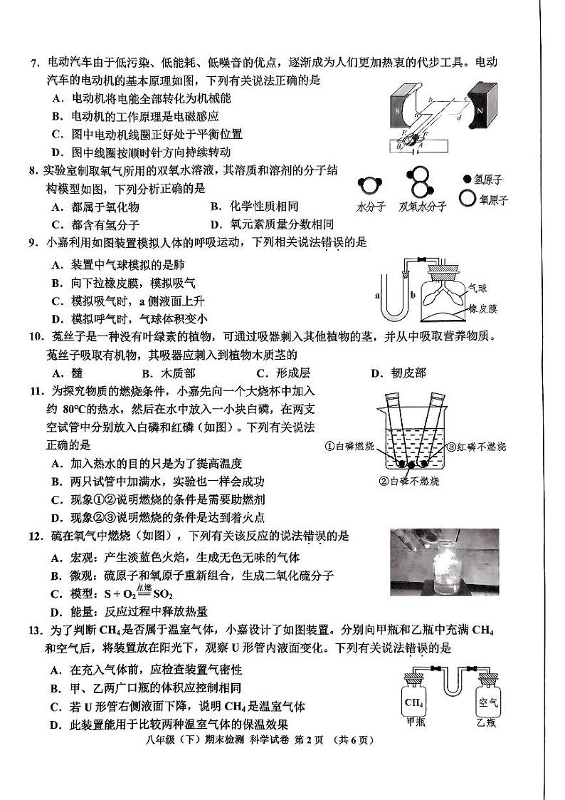 浙江省嘉兴市2023-2024学年八年级下学期6月期末科学试题02