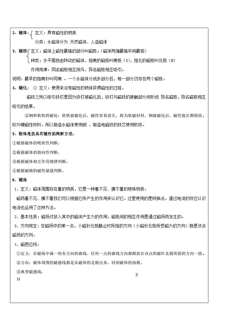 华师大版初中科学八年级下册 9 磁现象 学案03