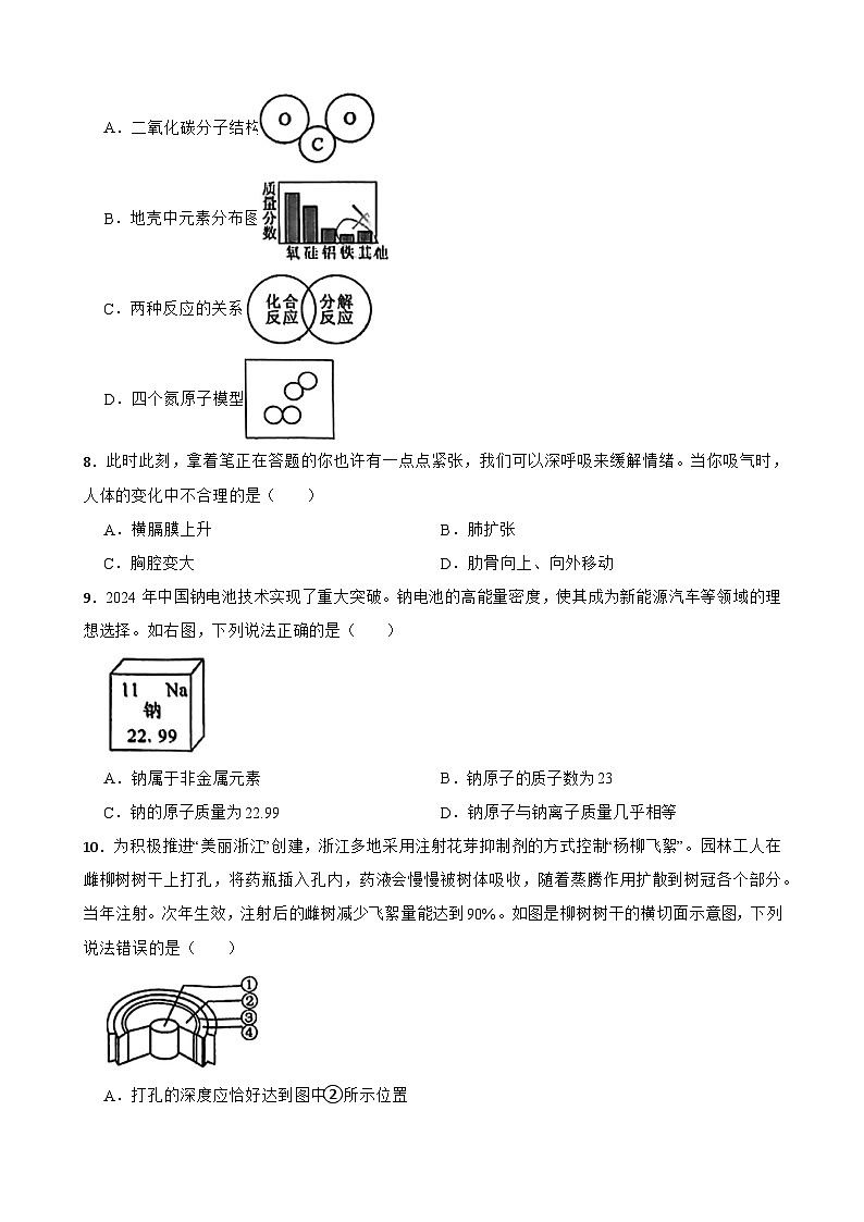 浙江省湖州市吴兴区2023-2024学年八年级下学期科学期末试题02