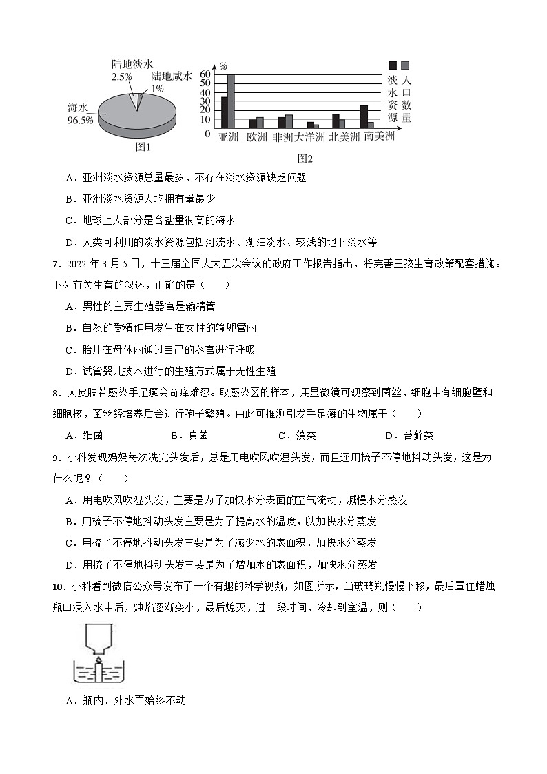 浙江省宁波市鄞州区横溪、东吴等七校2023-2024学年七年级下学期期末考试科学试卷02