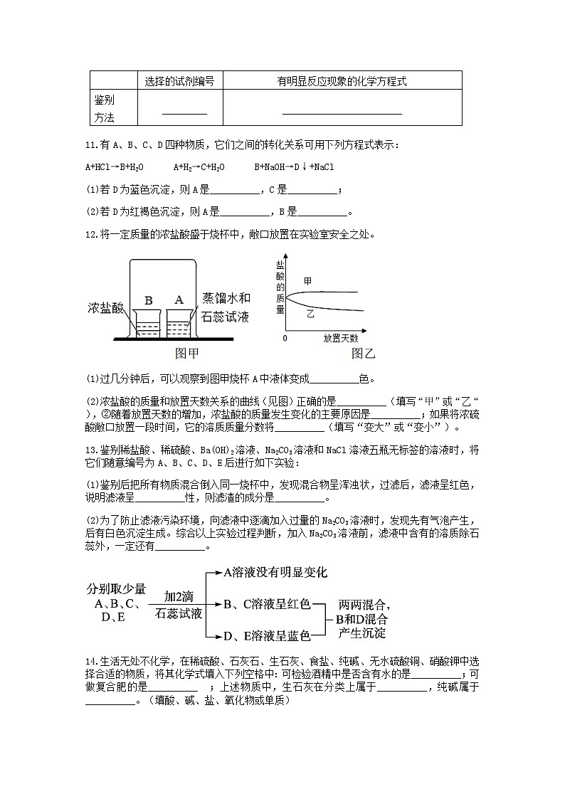 分类题型训练：第一章《物质及其变化》填空题（9） 浙教版科学九年级上册03
