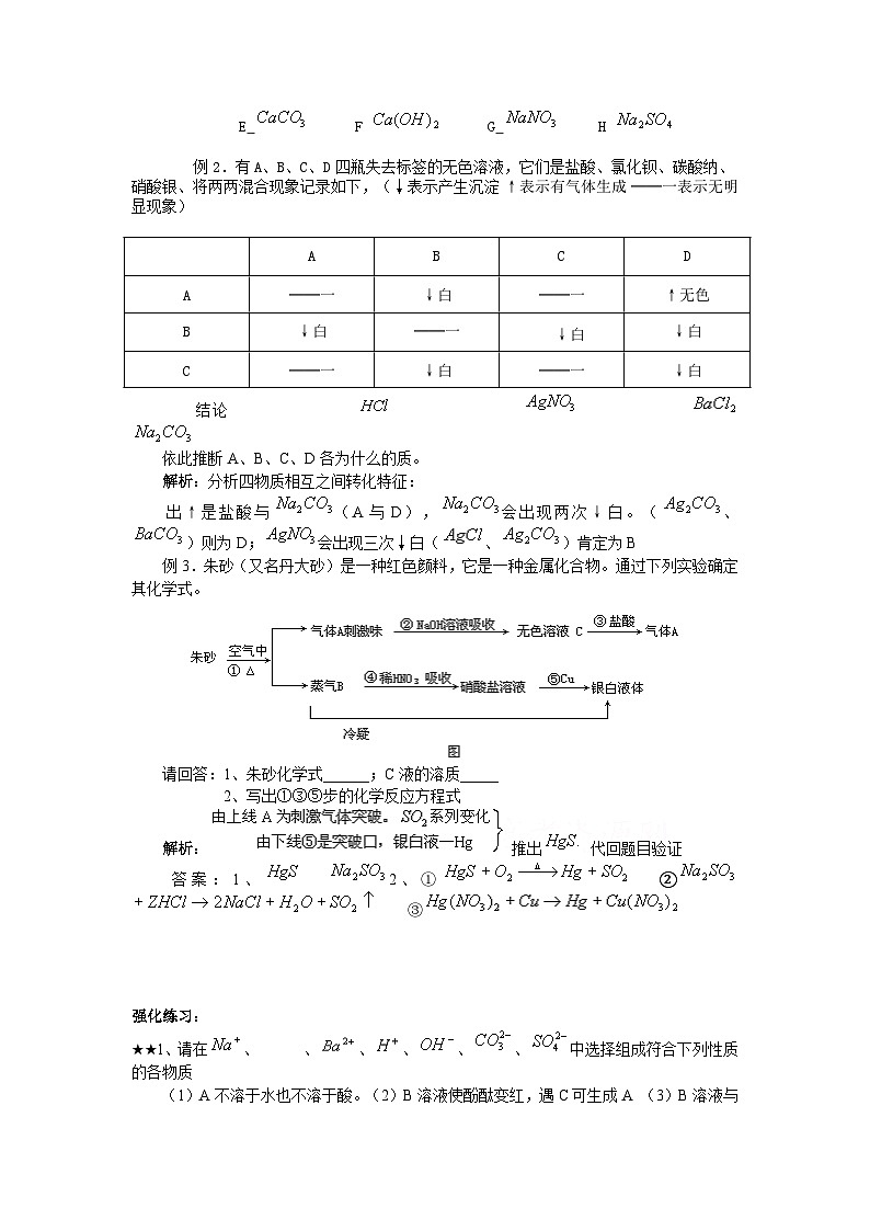 专题练习 物质的鉴别与推断 浙教版科学九年级上册02