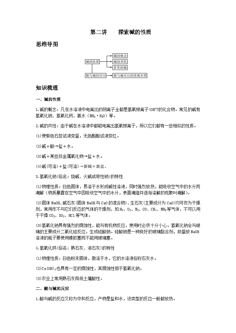 第一章 探索碱的性质复习讲义 浙教版科学九年级上册01