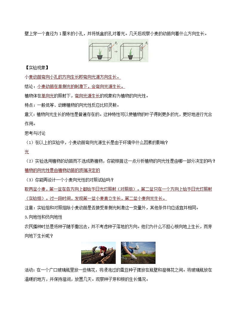 【浙教版】八上科学  3.1 植物生命活动的调节（第1课时）（课件+教案+导学案+同步练习）03