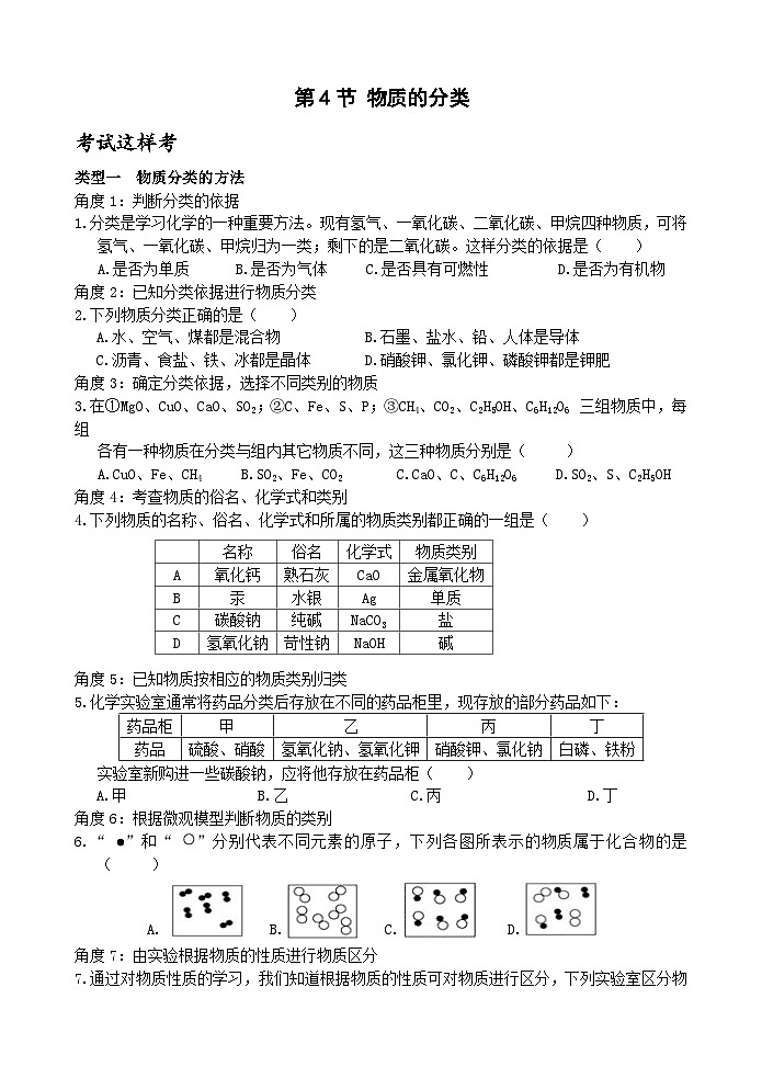 【新课标】浙教版科学九上第4节 《物质的分类》课件+练习01