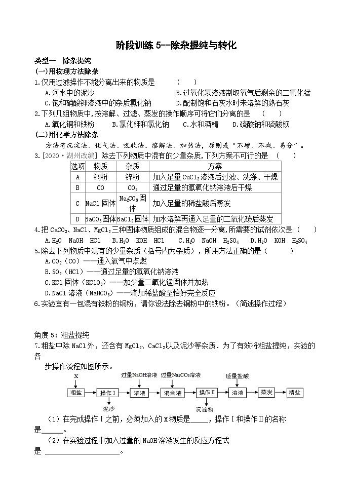 【全册阶段测试】浙教版科学九上 阶段训练01
