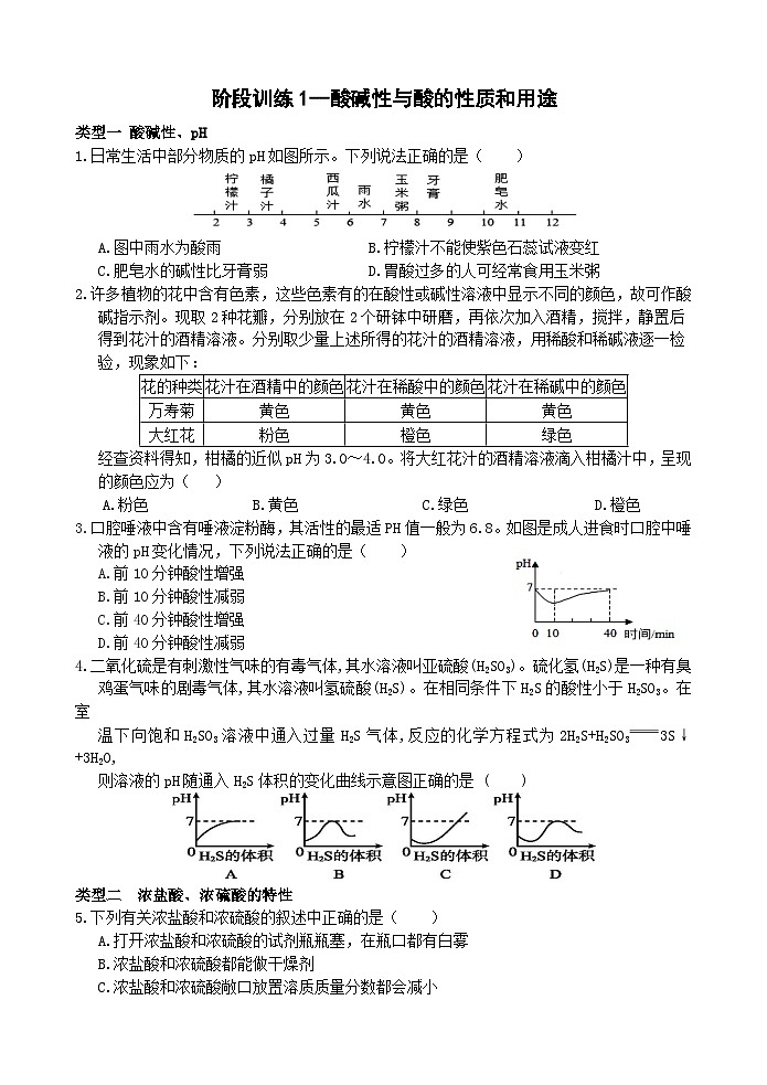 【全册阶段测试】浙教版科学九上 阶段训练01