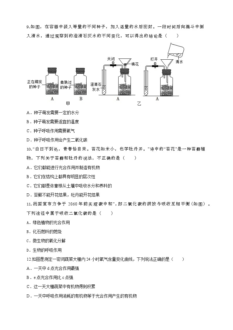2024秋华师大版 初中科学 八年级上册4.4 植物的光合作用和呼吸作用A卷（含解析版）03