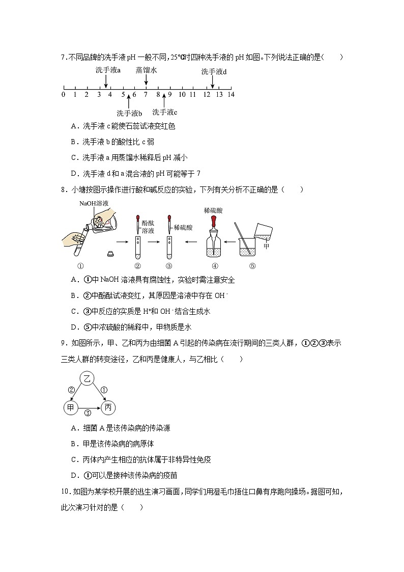 2024年浙江省杭州市钱塘区中考一模科学试题（附答案解析）03