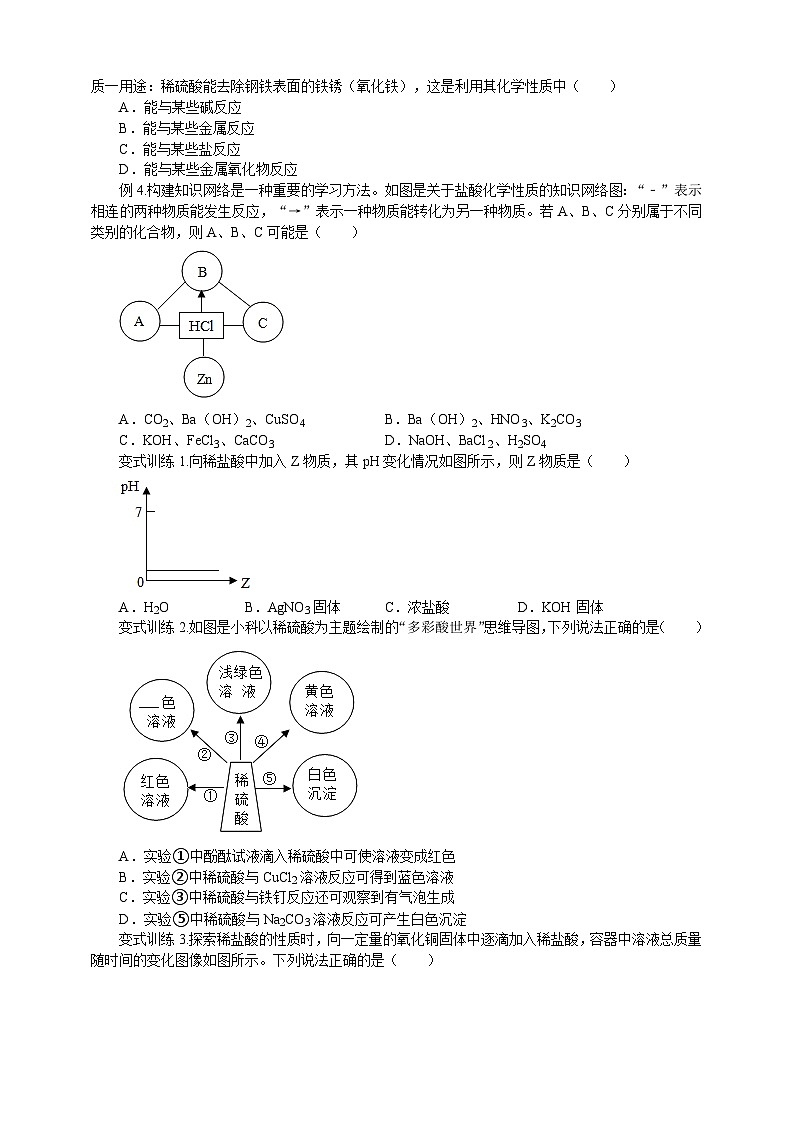 浙教版科学九上科学1.3常见的酸第一课时 学案03