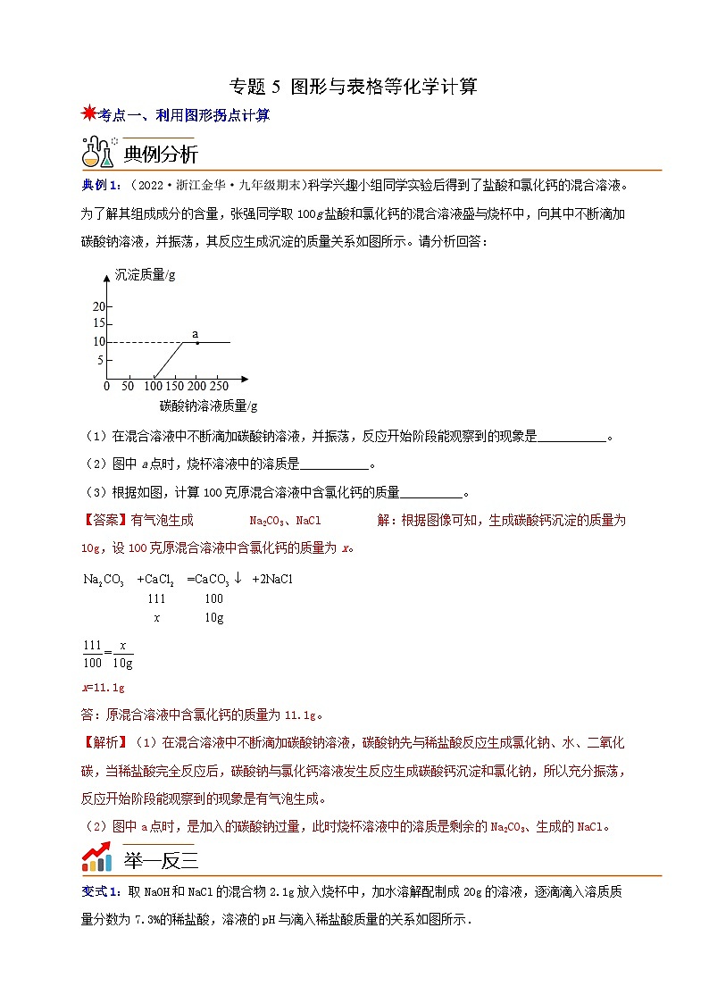 九上第1章 物质及其变化 专题5 图形与表格等化学计算 举一反三（含解析）01