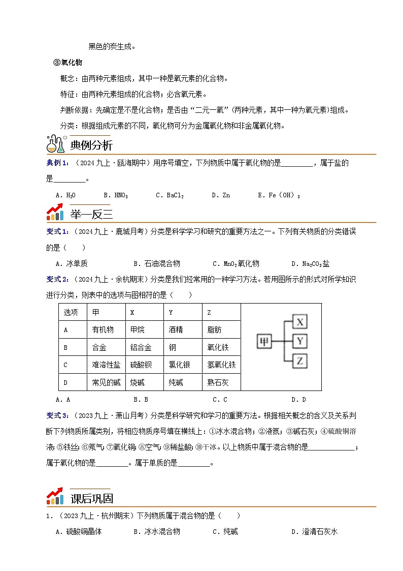 九上第二章 第四节  物质的分类 举一反三练（含解析）02