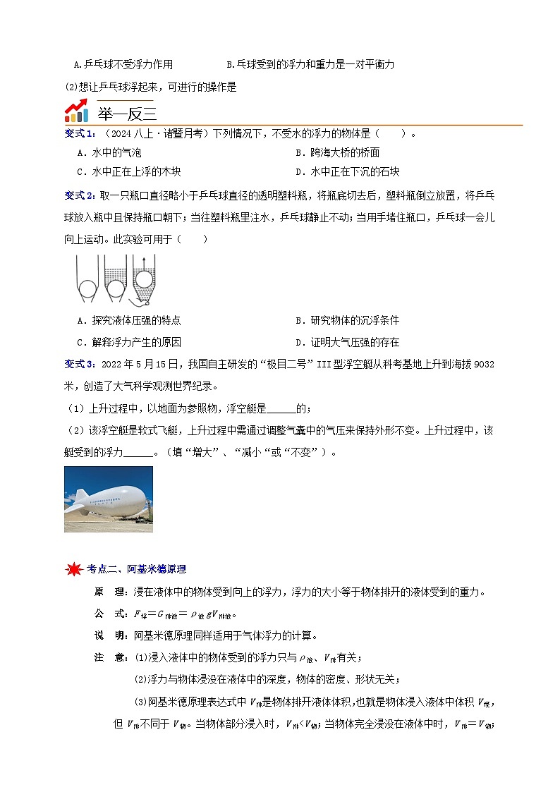 八上第一章 第三节   水的浮力1-阿基米德原理 举一反三练（含解析）02