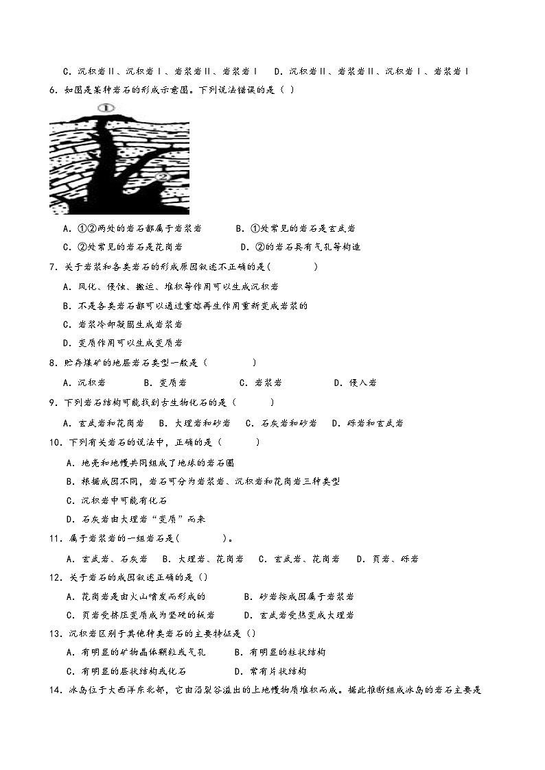 浙教版七年级科学上册同步精品课堂第14讲《组成地壳的岩石》(分层练习)(原卷版+解析)02