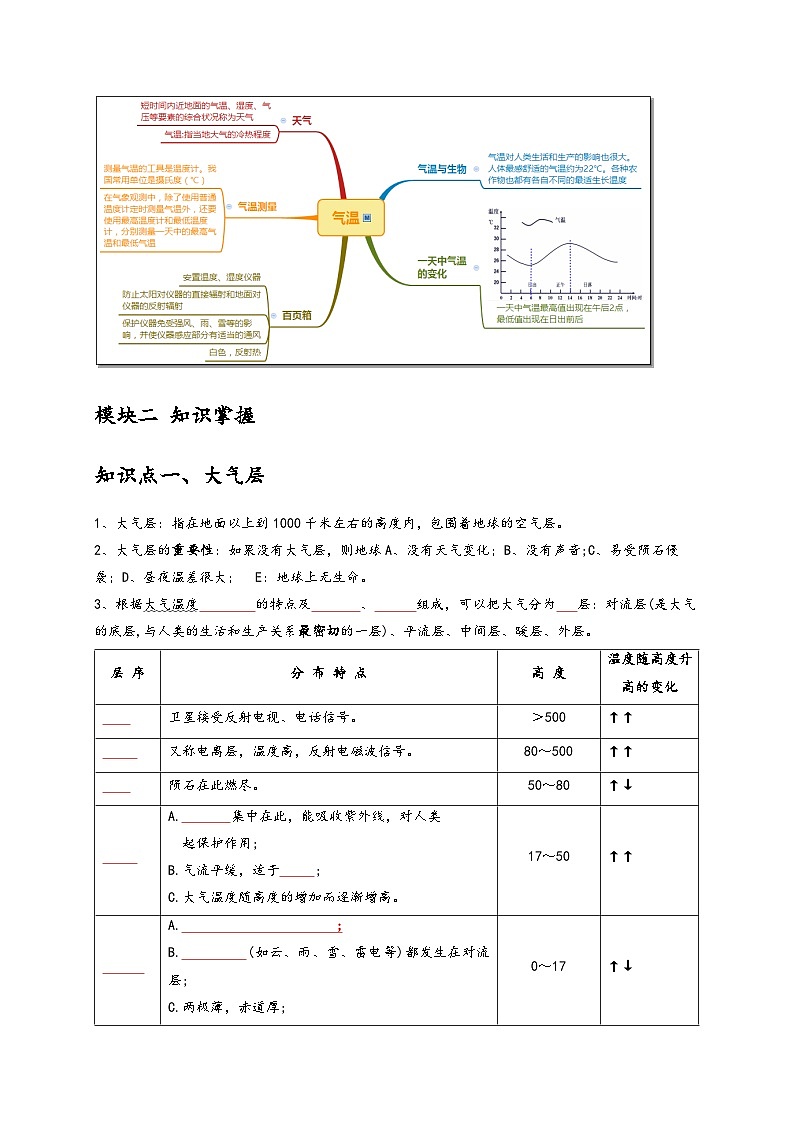 浙教版八年级科学上册讲练测2.1-2.2大气层气温(原卷版+解析)02