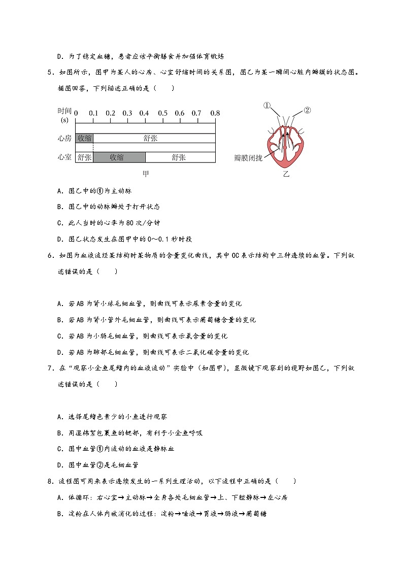 浙教版九年级科学上册讲练测第4章《代谢与平衡》单元练习(原卷版+解析)02
