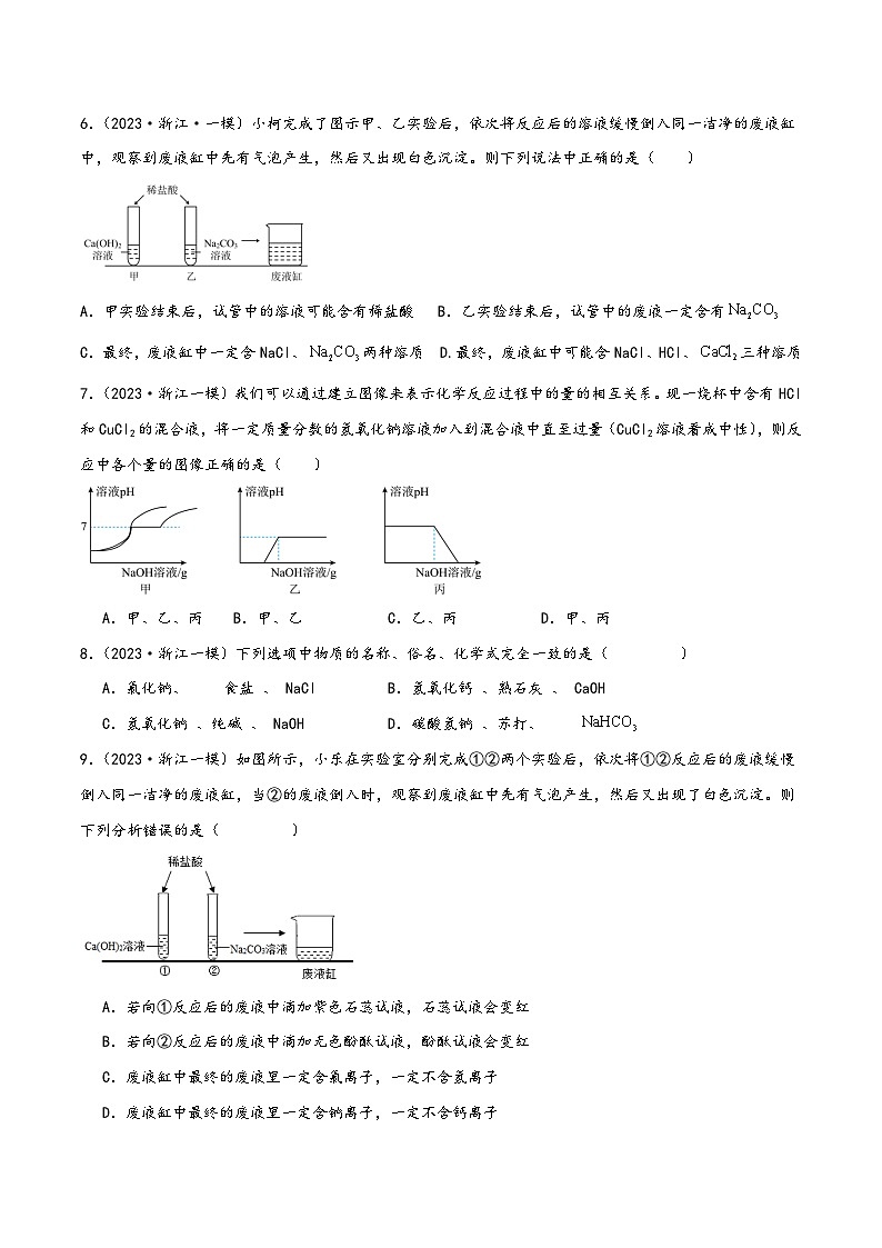 浙教版九年级科学上册讲练课堂1.6几种重要的盐(练习)(原卷版+解析)02