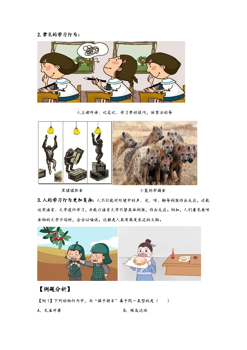 浙教版八年级上册科学讲练课堂3.4动物的行为(讲义)(原卷版+解析)03