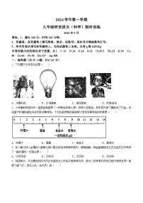 浙江省杭州市养正中学2024-2025学年九年级上学期培优（月考）科学试卷(无答案)