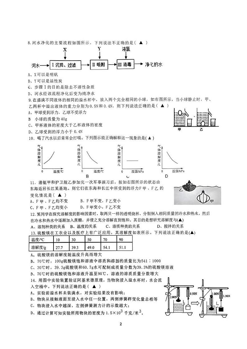八年级2023年之江实验科学10月月考卷（PDF版，不含答案）第2页