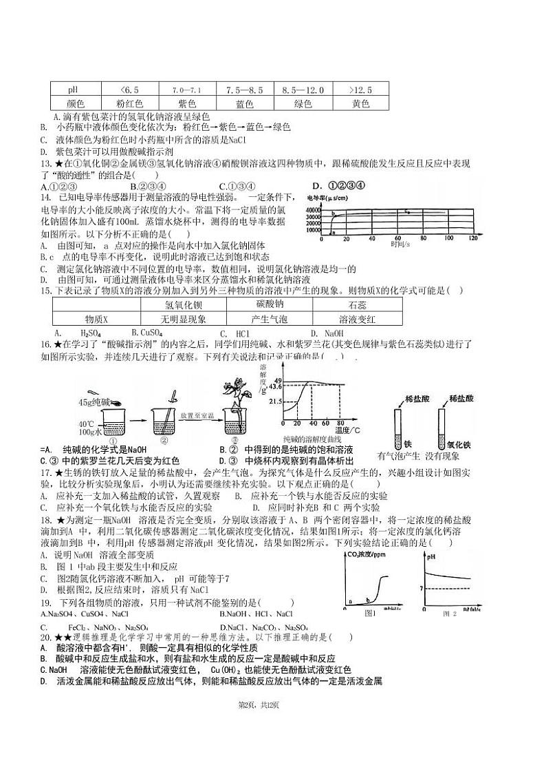 九年级之江实验科学10月月考卷（PDF版，不含答案）第2页