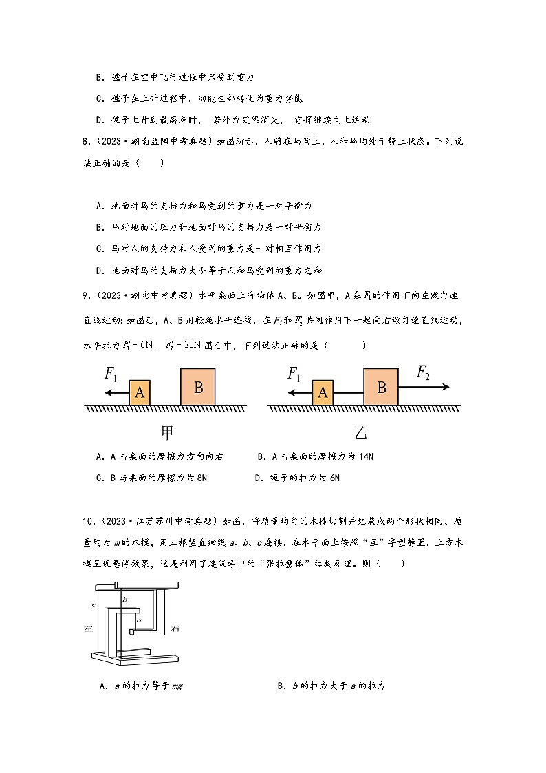 中考科学三年(2021-2023)真题分项汇编(浙江专用)专题03受力分析提高专题特训(原卷版+解析)第3页