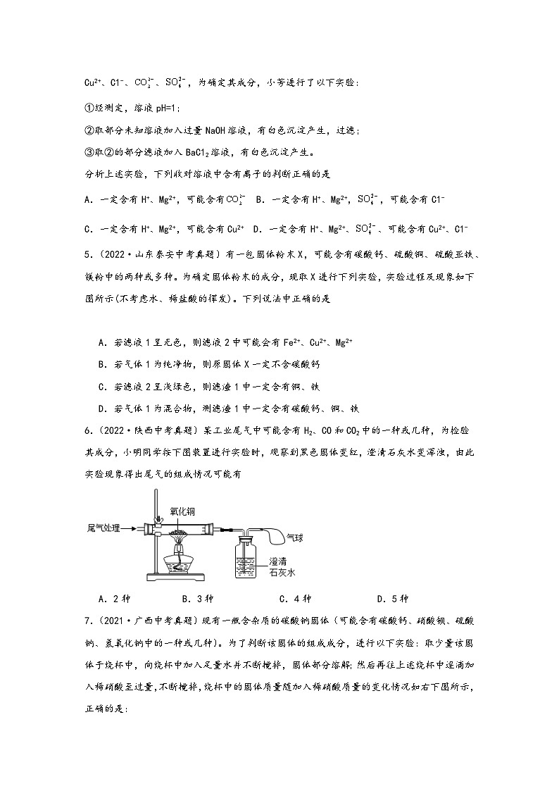 中考科学三年(2021-2023)真题分项汇编(浙江专用)专题32物质的推断专题特训(原卷版+解析)第2页