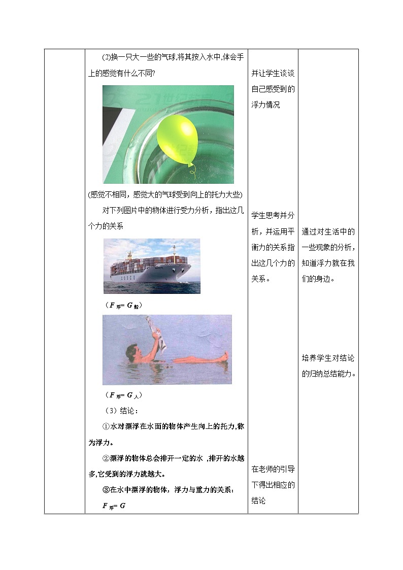 华师大版科学八年级上册3.2浮力教案03