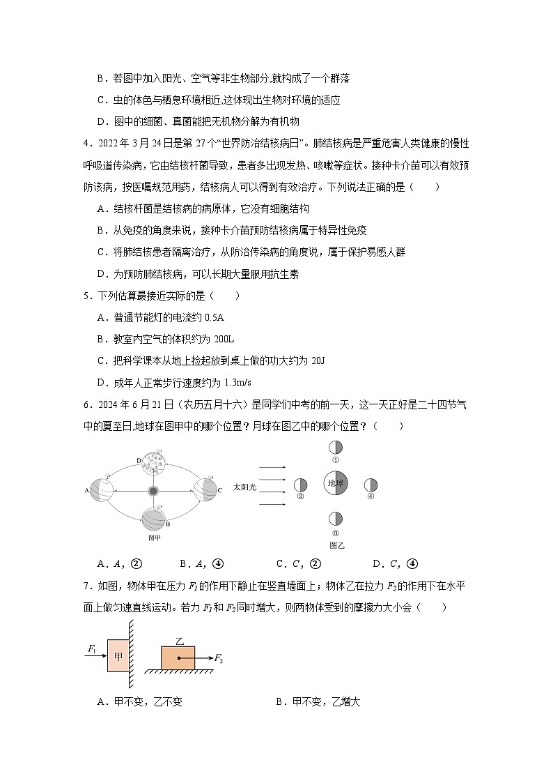 2024年浙江省杭州市观成教育集团中考适应性测试（一模）科学试题02