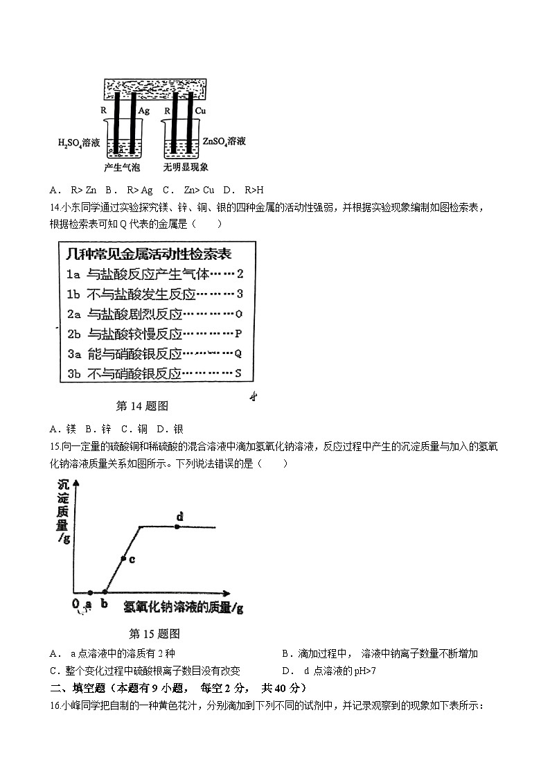 浙江省台州市玉环市实验初级中学2024-2025学年九年级上学期第一次月考科学试题第3页