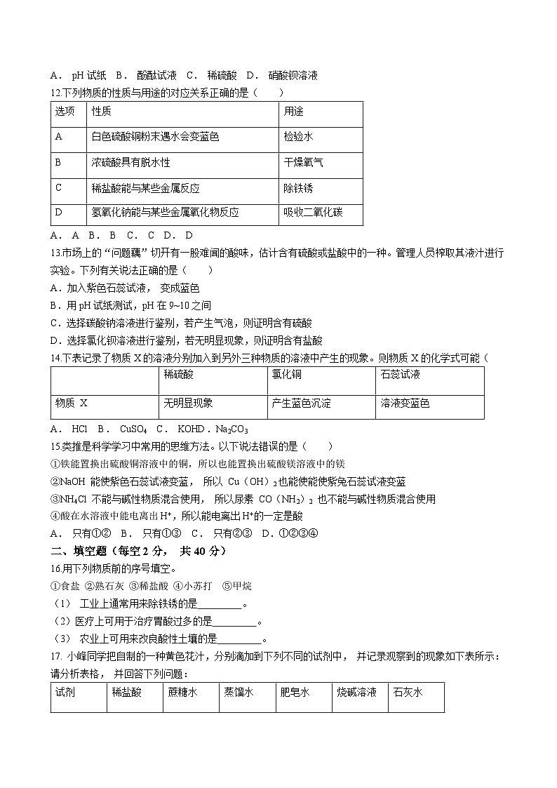 浙江省台州市椒江第二中学2024-2025学年九年级上学期10月月考科学试题(无答案)03