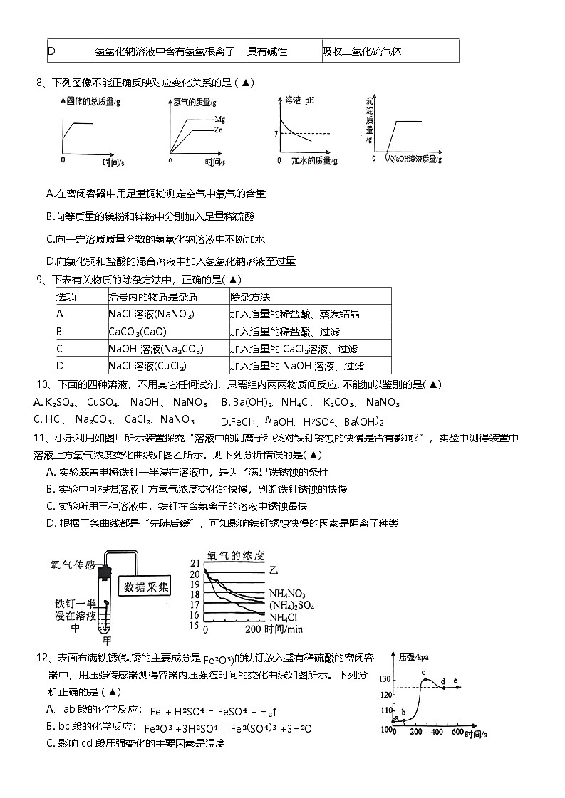 浙江省绍兴市越城区昌安实验学校2024-2025学年九年级上学期10月月考科学试题第2页