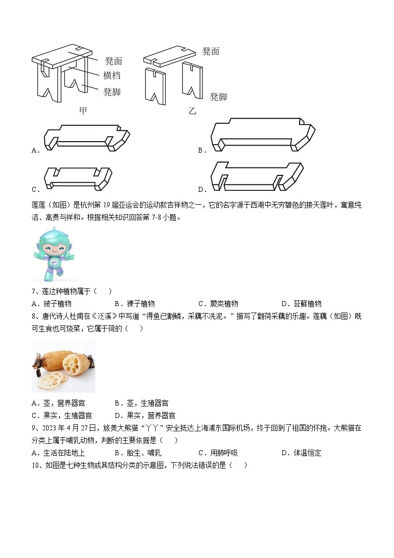 浙江省永康市教师进修学校附属初中2024-2025学年七年级上学期10月月考科学试卷第2页
