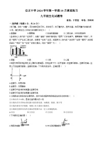 浙江省杭州启正中学2024-2025学年九年级上学期10月月考科学试题(无答案)