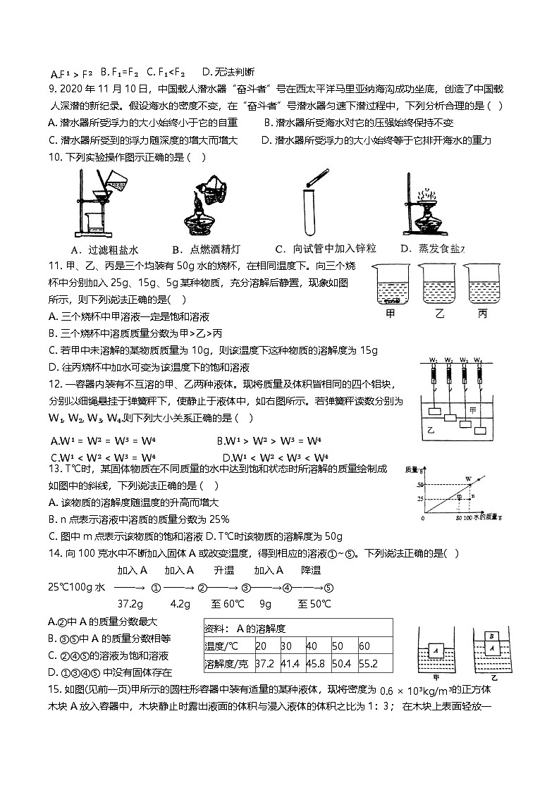 浙江省绍兴市越城区绍兴市第一初级中学2024-2025学年八年级上学期10月月考科学试题第2页