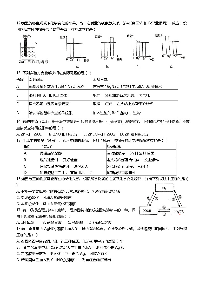 浙江省绍兴市越城区绍兴市建功中学2024-2025学年九年级上学期10月月考科学试题第2页